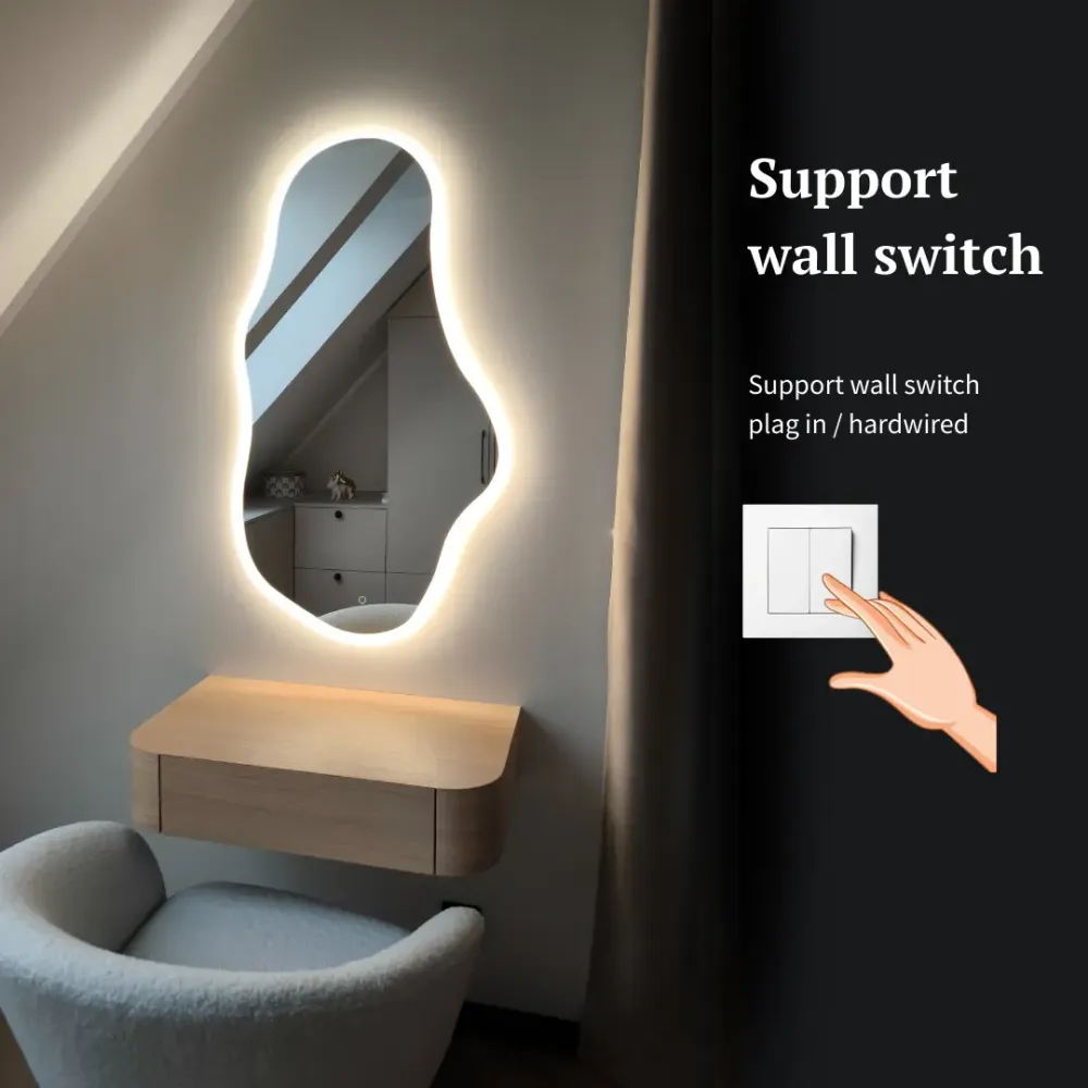 Espejo LED con forma de nube y luz frontal
