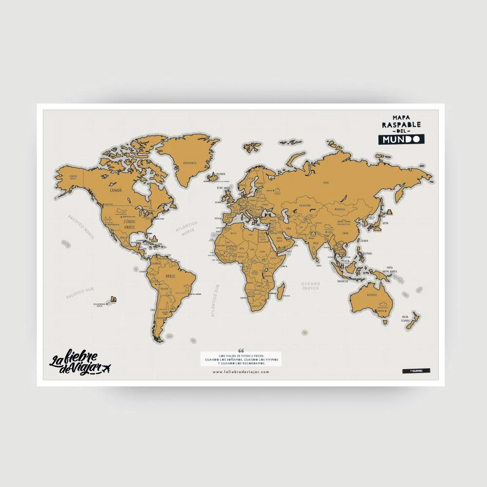 Mapa Rascable del Mundo La Fiebre de Viajar
