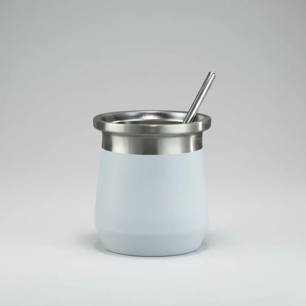 Mate De Acero Inoxidable 200 Ml Blanco Lisa