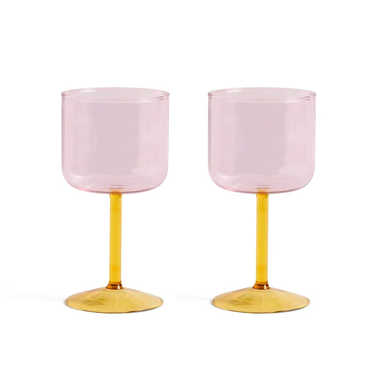 copas Tint Wine Glass Set de 2 - Rosa y amarillo HAY