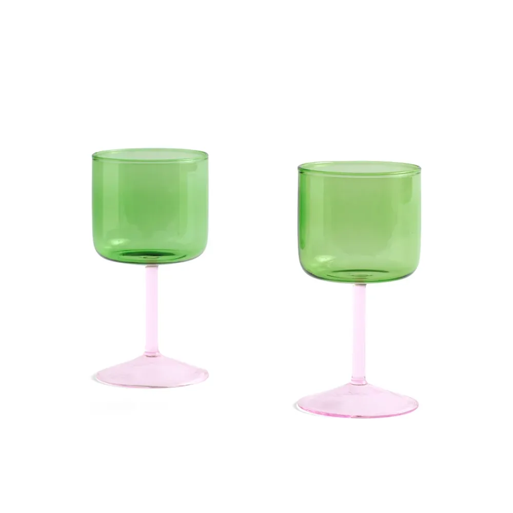 Copas Tint Wine Glass Set de 2 - Verde y rosa HAY