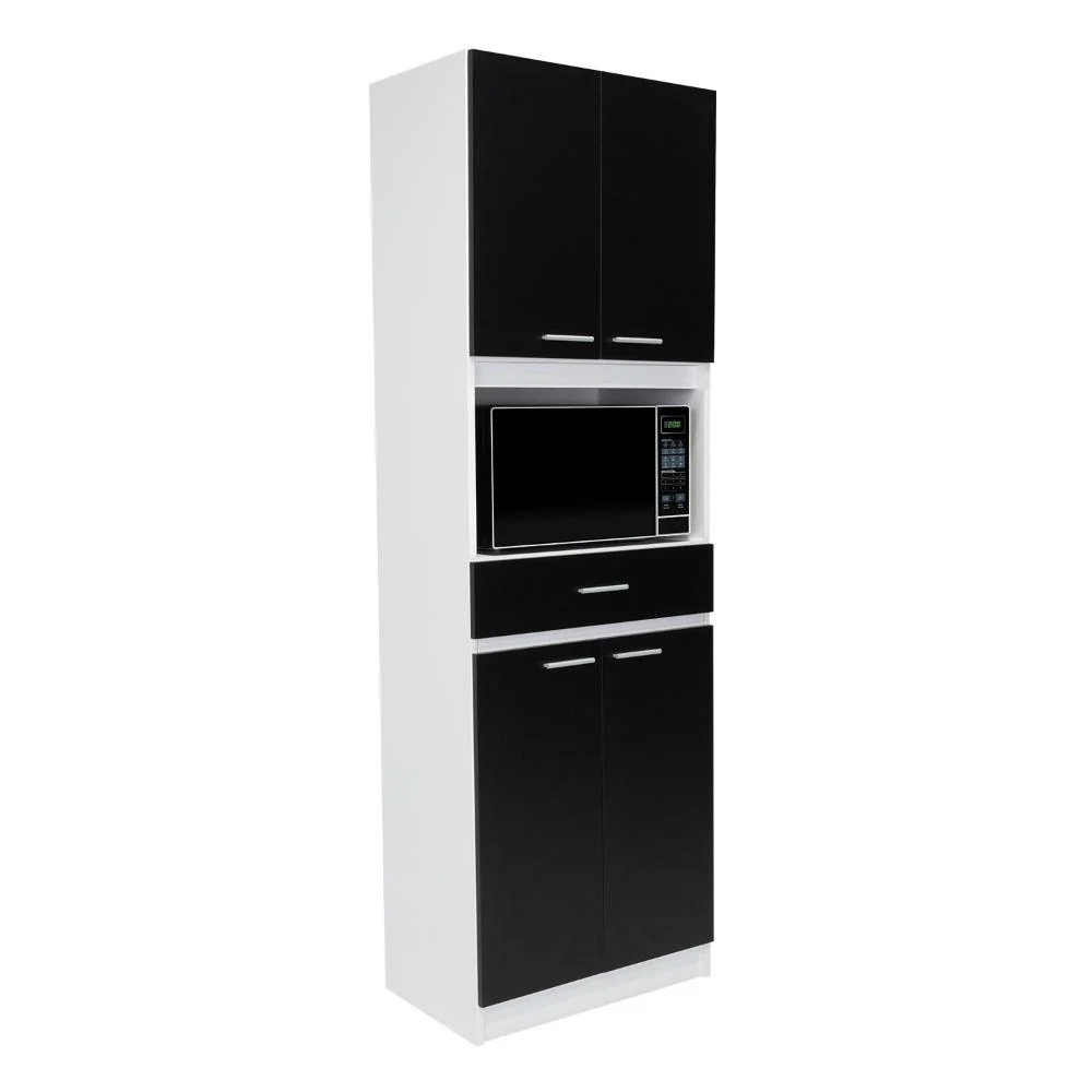 Módulo Microondas Ankara, Wengue y Blanco, con Un Cajón y Cuatro Puertas Abatibles RTA Design