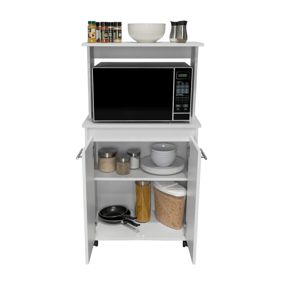 Módulo Microondas Delfi, Blanco, con Dos Puertas Batientes RTA Design