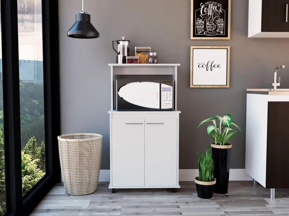Módulo Microondas Delfi, Blanco, con Dos Puertas Batientes RTA Design