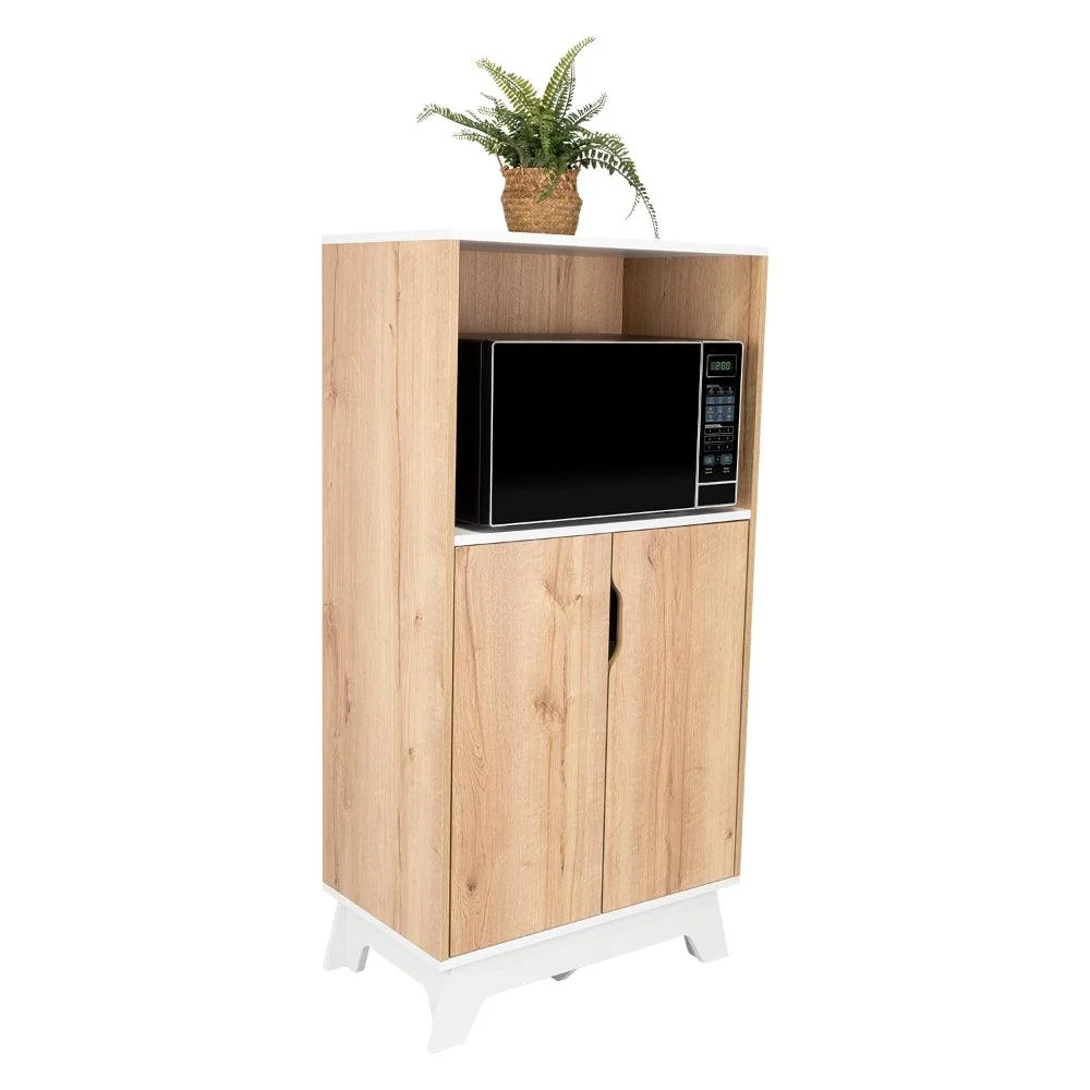 Modulo Microondas Coralyn, Café Claro y Blanco, con gran capacidad de almacenamiento RTA Design