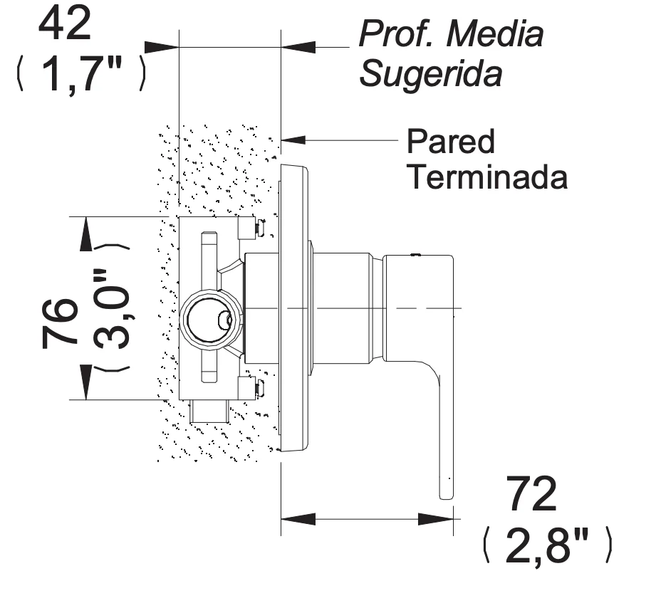 MONOMANDO PARA REGADERA O TINA DECO MOR-DC-01 PROYECTA