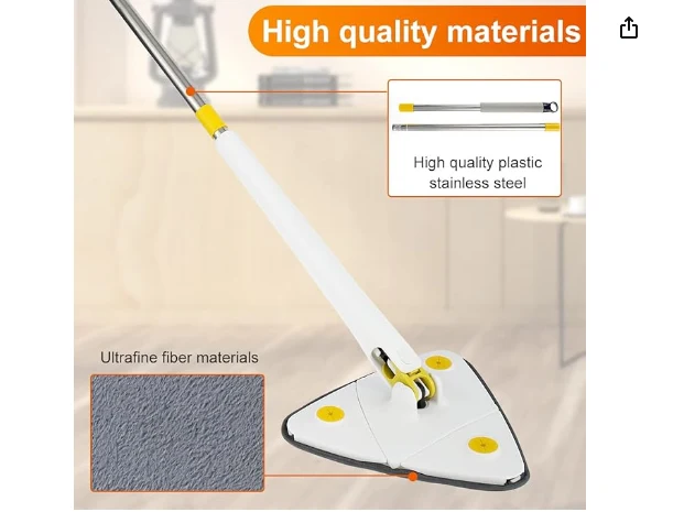 Mopa De Piso De Madera Dura Triangular Extensible