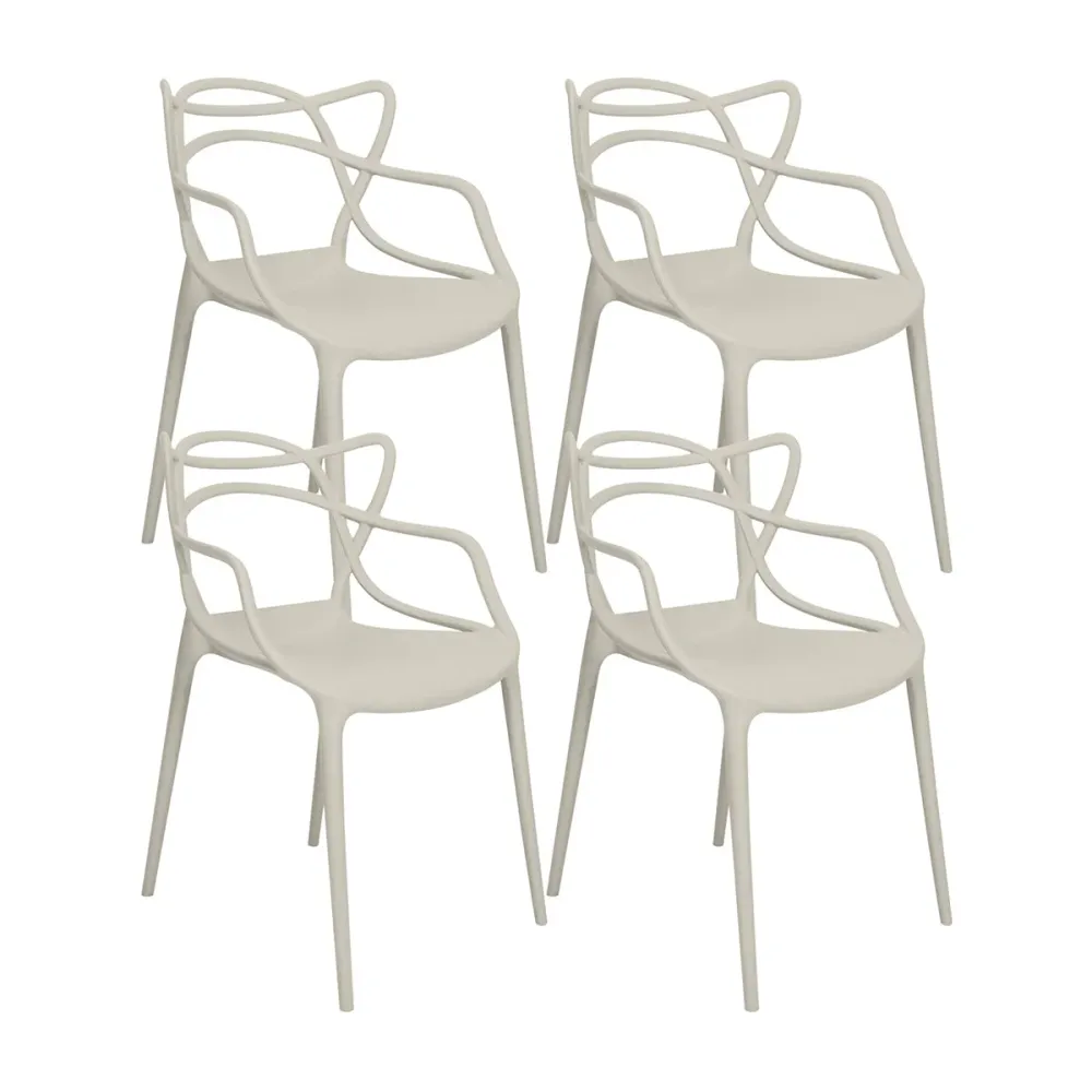 Kit por 4 Silla Solna Tipo Master Jardín color beige Boxbit
