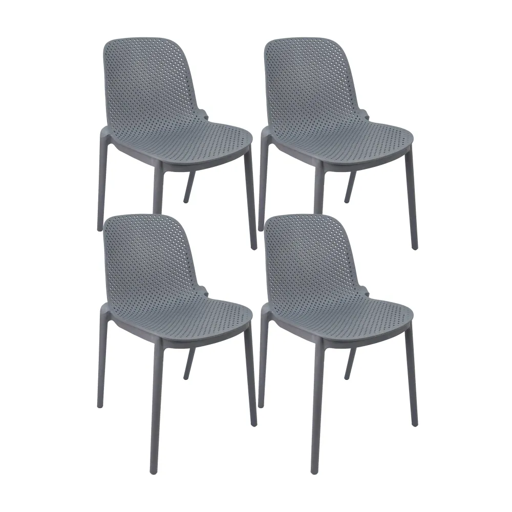 Set de 4 silla exterior berlin sin brazos gris marca Boxbit