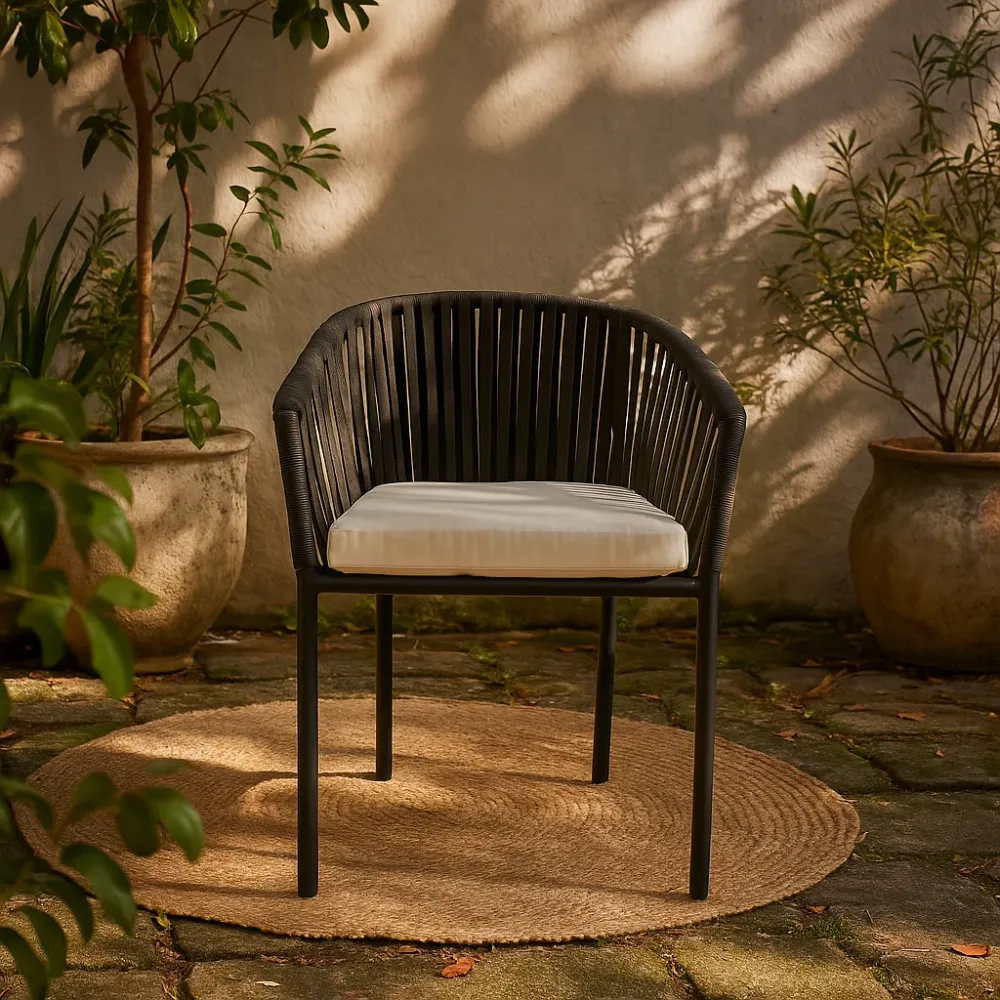 Silla de exterior Mindelo - Negro y Beige CAZEDIS