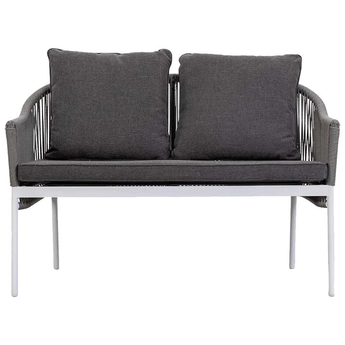 Conjunto de jardín con mesa rectangular, 2 sillones y sofá grises Eme Mobiliario