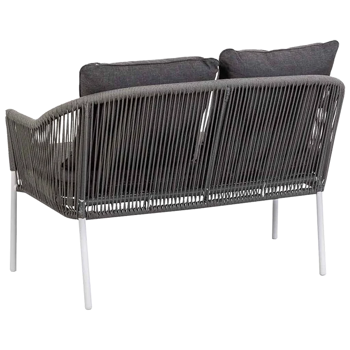 Conjunto de jardín con mesa rectangular, 2 sillones y sofá grises Eme Mobiliario