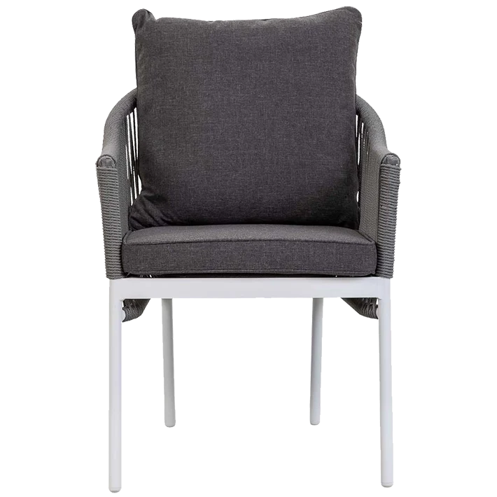 Conjunto de jardín con mesa rectangular, 2 sillones y sofá grises Eme Mobiliario