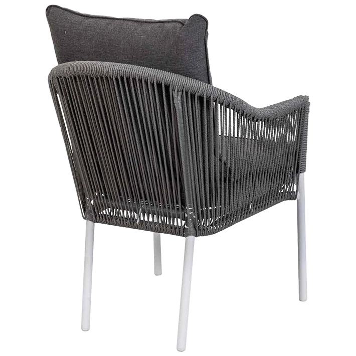 Conjunto de jardín con mesa rectangular, 2 sillones y sofá grises Eme Mobiliario