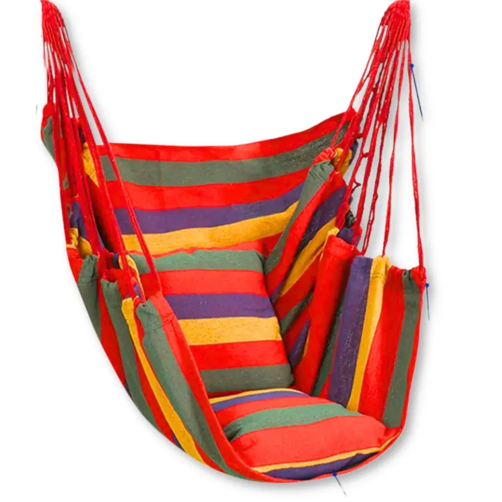 Silla Hamaca Colgante Columpio Con Dos Almohadas Para Jardin Rojo Arcoriris Line