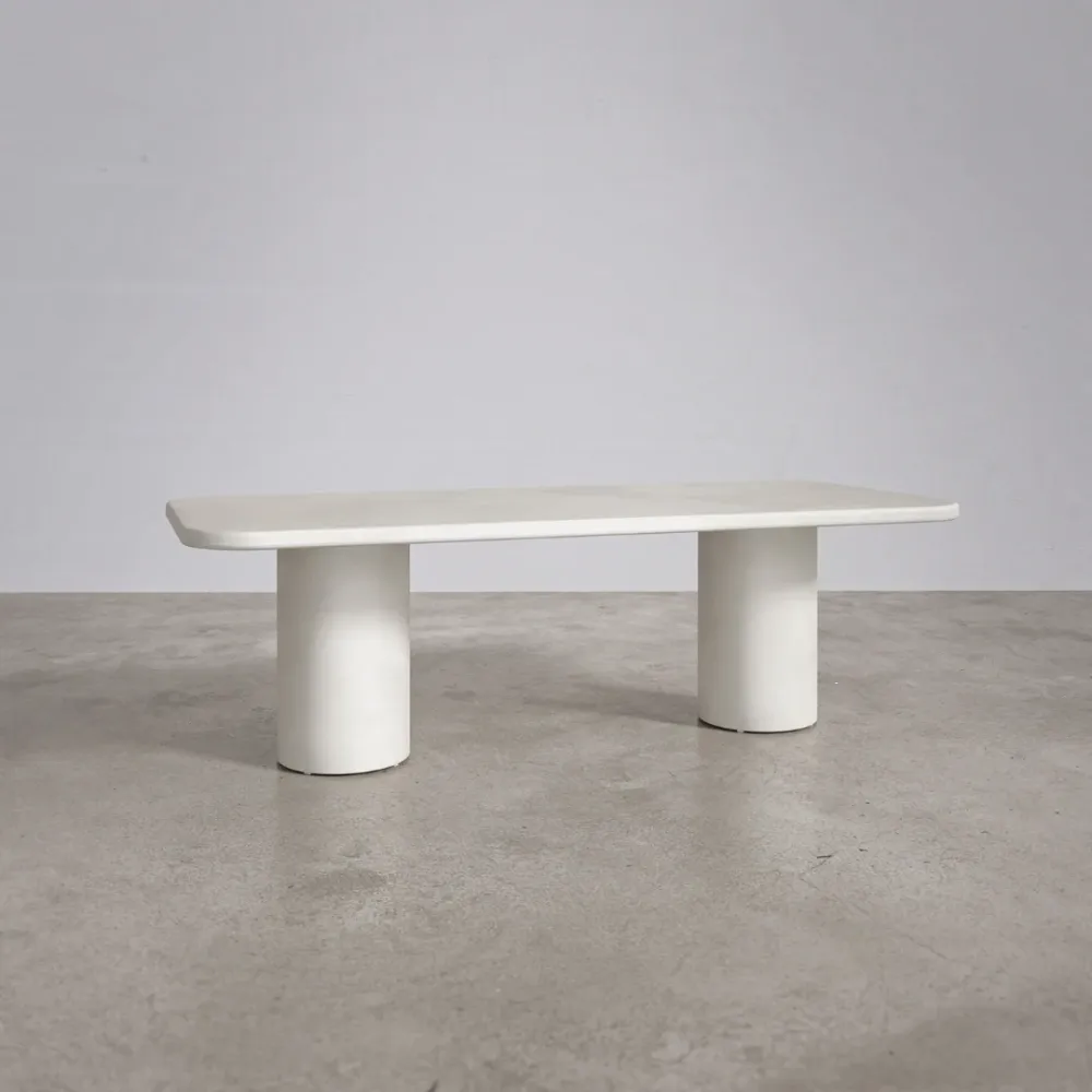 Mesa de jardín rectangular para exterior con patas redondas - Yonu - 240 cm - Latte - Policompuesto