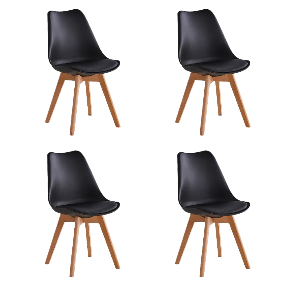 Set de 4 Sillas Eames Tulip Negras Relan
