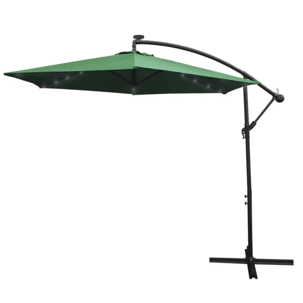 Sombrilla Voladiza de 3m con Luces LED- Verde