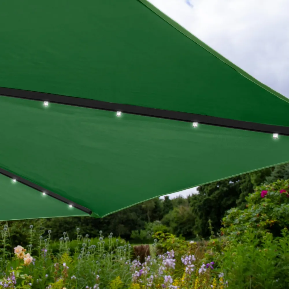 Sombrilla Voladiza de 3m con Luces LED- Verde