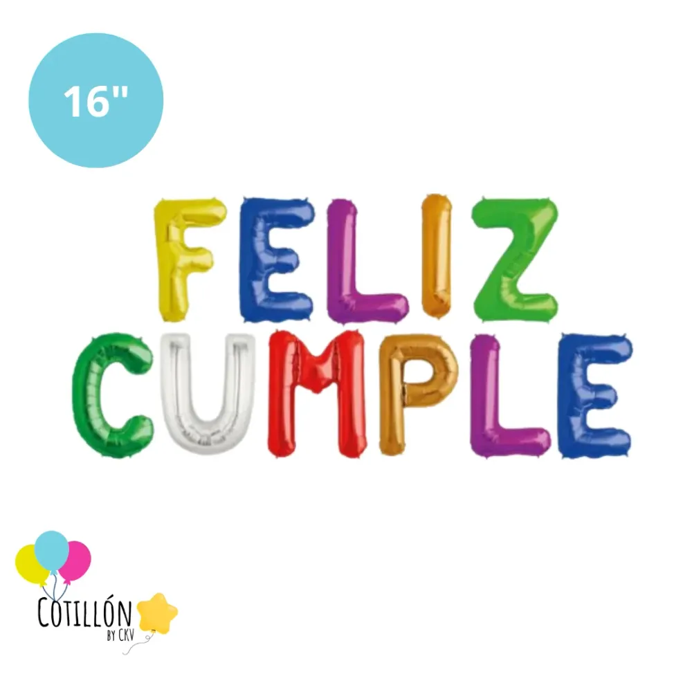 Globo Frase Feliz Cumple Multicolor Party Express