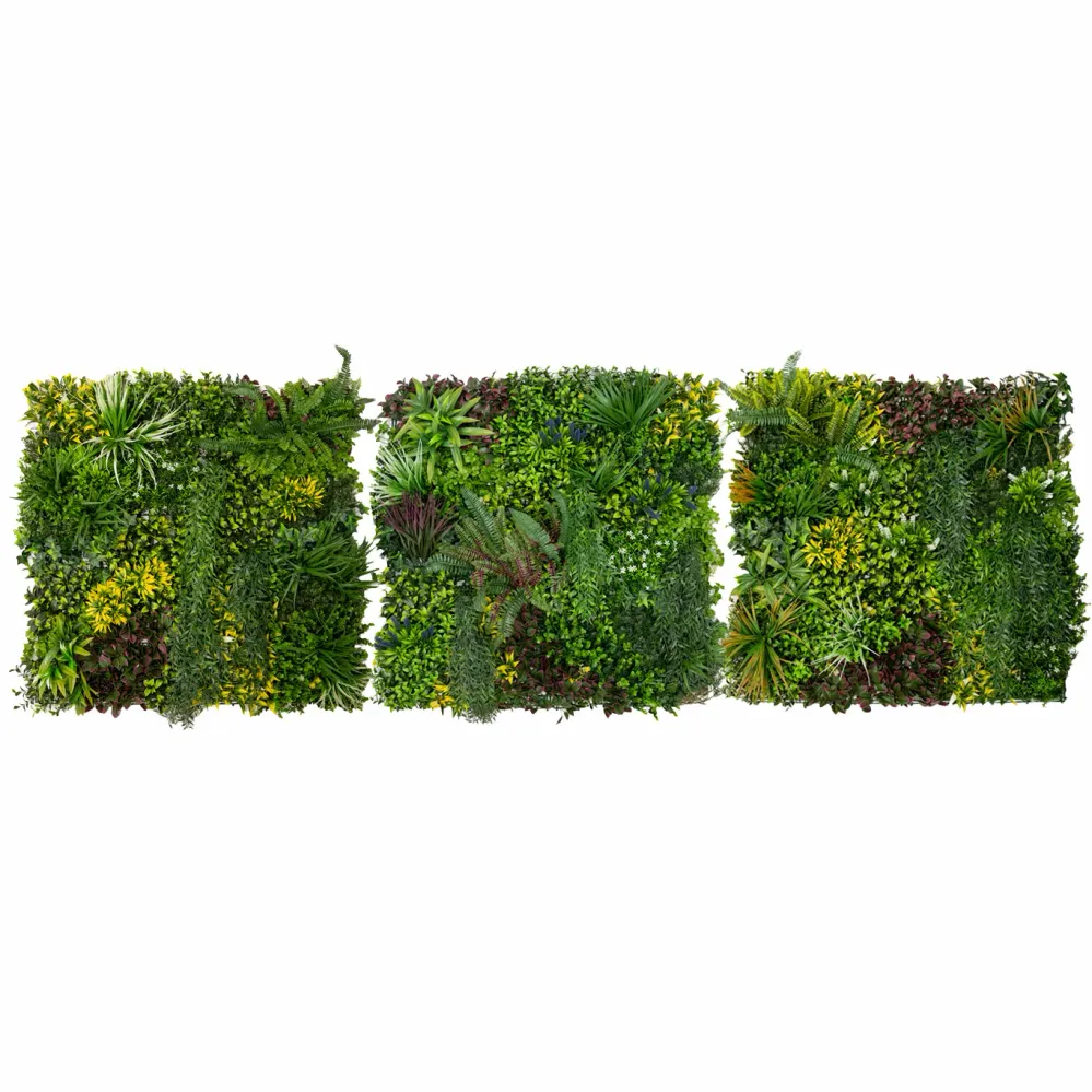 Panel de pared de Jardín Vertical Artificial Cassia - 100cm x 100cm (set 3 unidades) Monster Shop