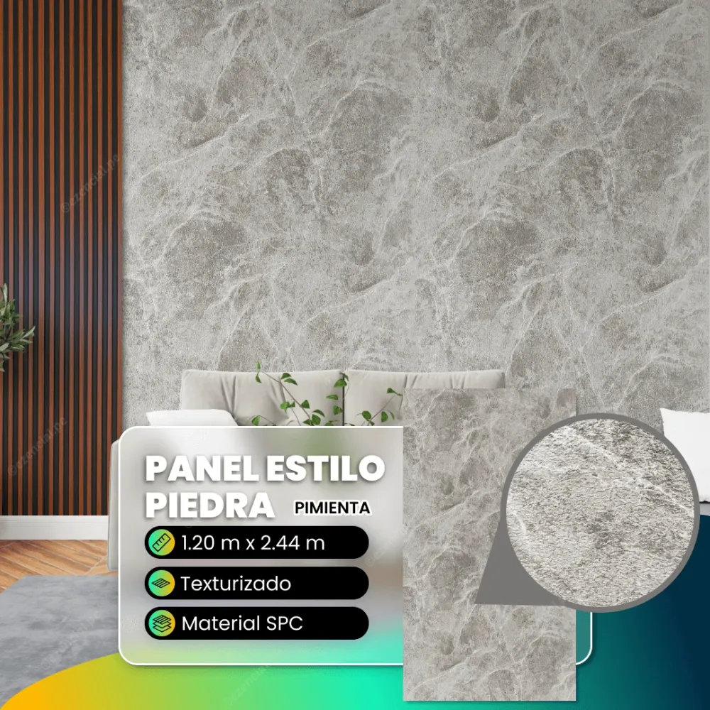 Panel SPC UV03 Tipo Piedra Modelo Pimienta