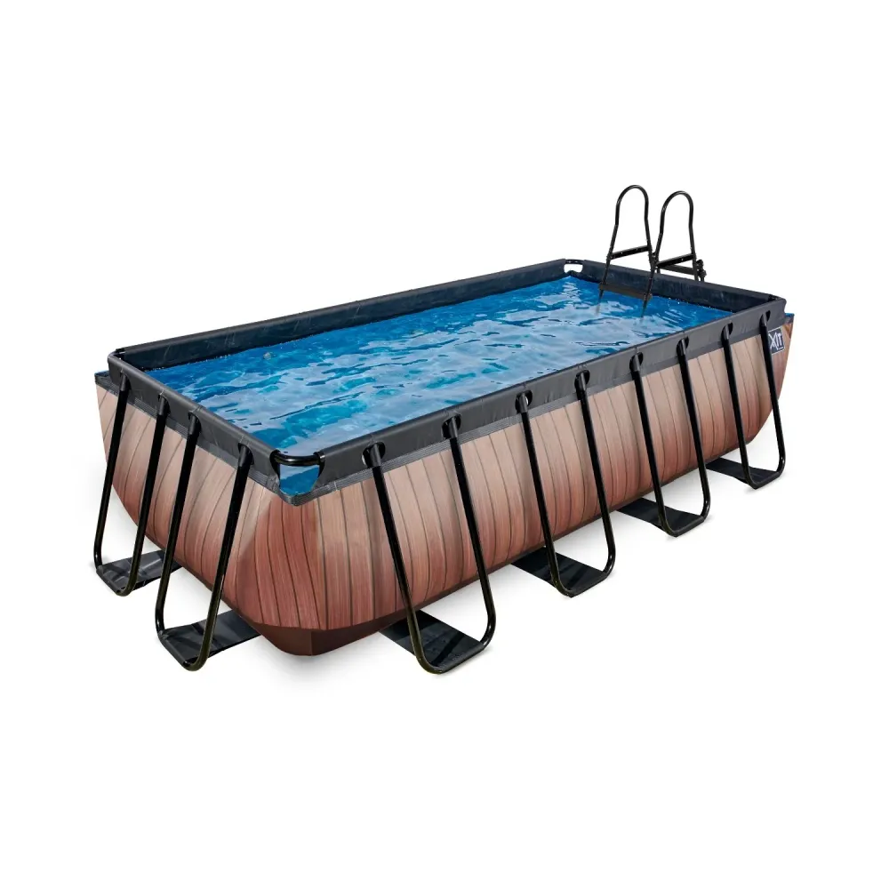 Piscina de madera EXIT 400x200x100cm con bomba de filtración - marrón EXIT Toys