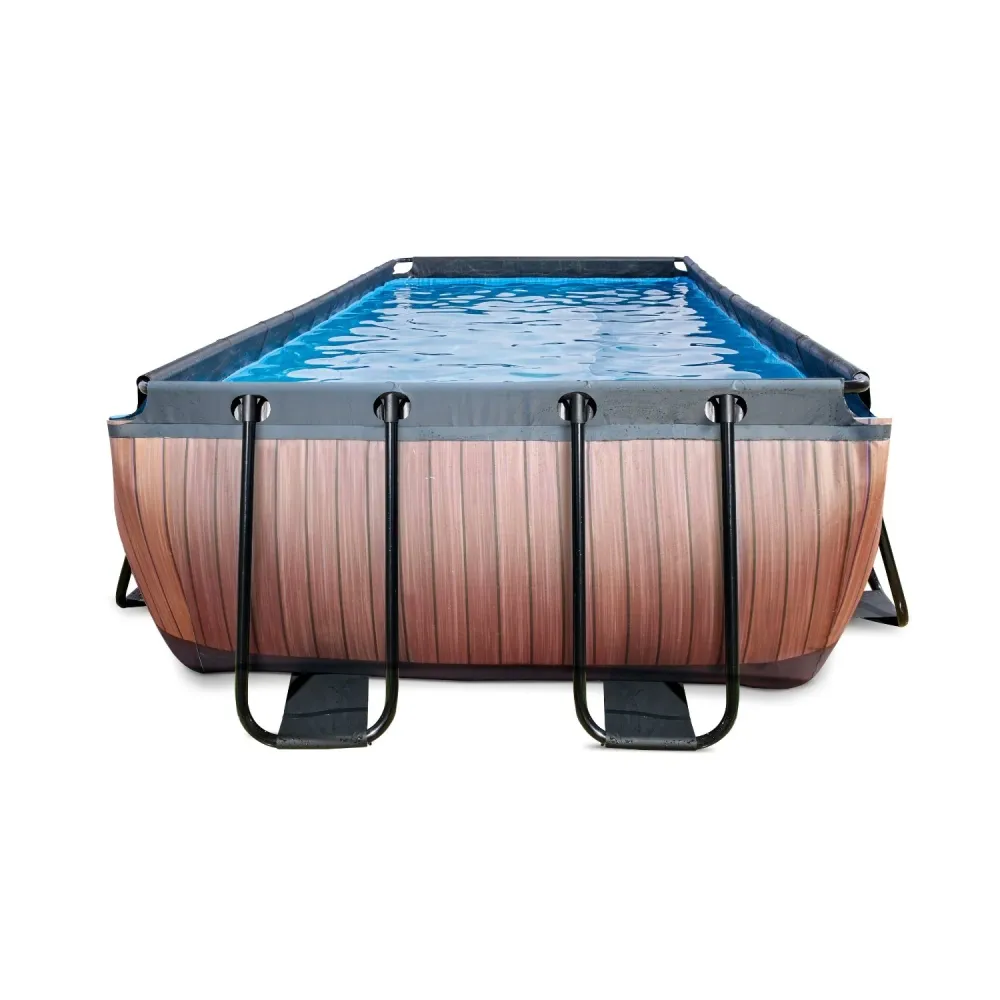 Piscina de madera EXIT 400x200x100cm con bomba de filtración - marrón EXIT Toys