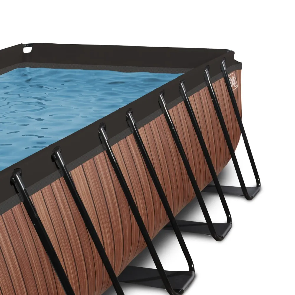 Piscina de madera EXIT 400x200x100cm con bomba de filtración - marrón EXIT Toys