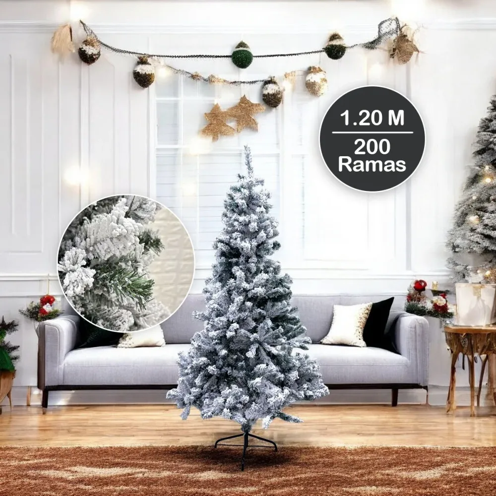 Árbol Navidad Efecto Nevado 1.20m 200 Ramas Snow ANTYU1-120SNOW