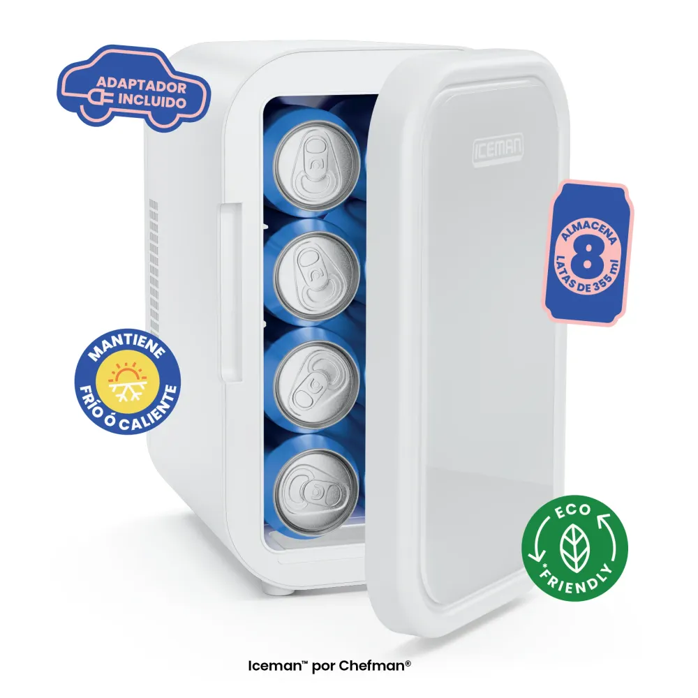 Iceman - Mini refrigerador portátil de 8 latas Blanco Chefman Mexico