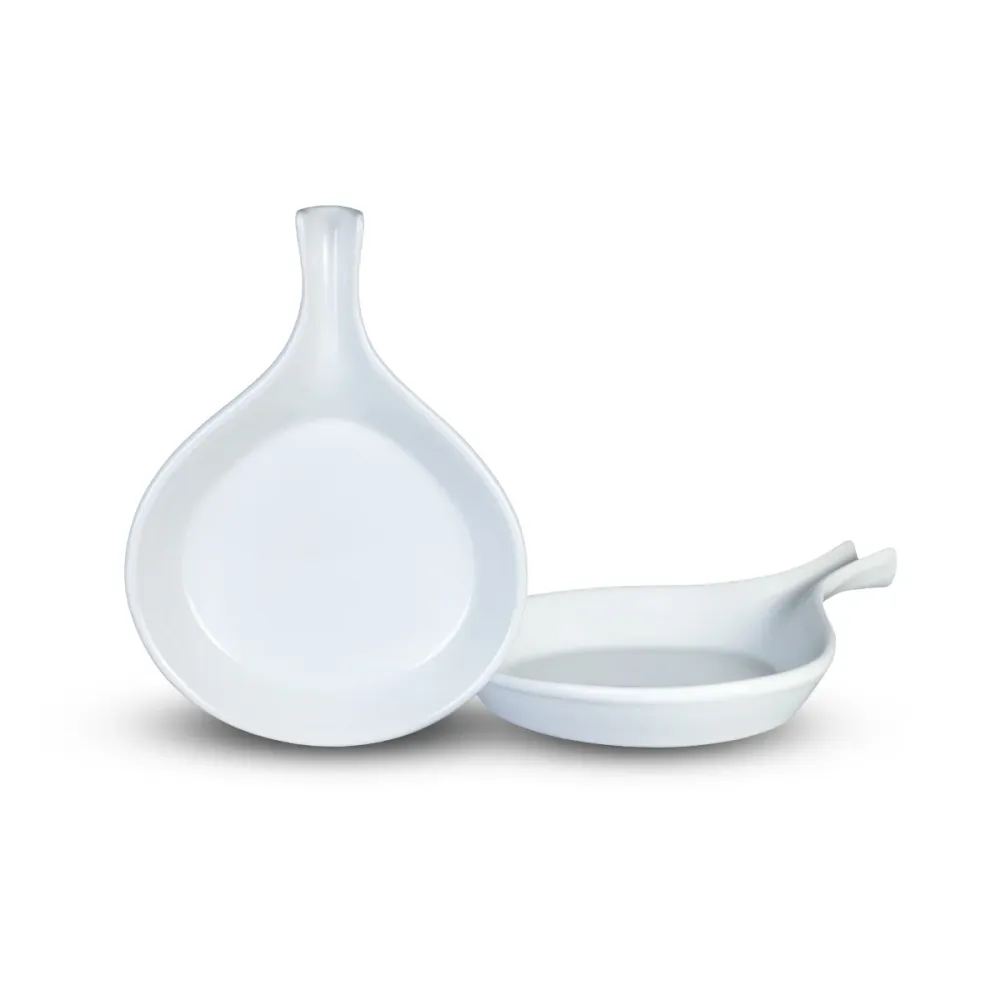 Set de 2 Sartenetas De Porcelana Vitrificadas Blancas Anfora Blanco Polar