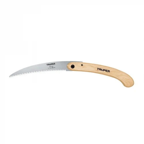 Serrucho plegable 10' hoja curva 6 DPP, mango madera, Truper 18178 STP-12PL