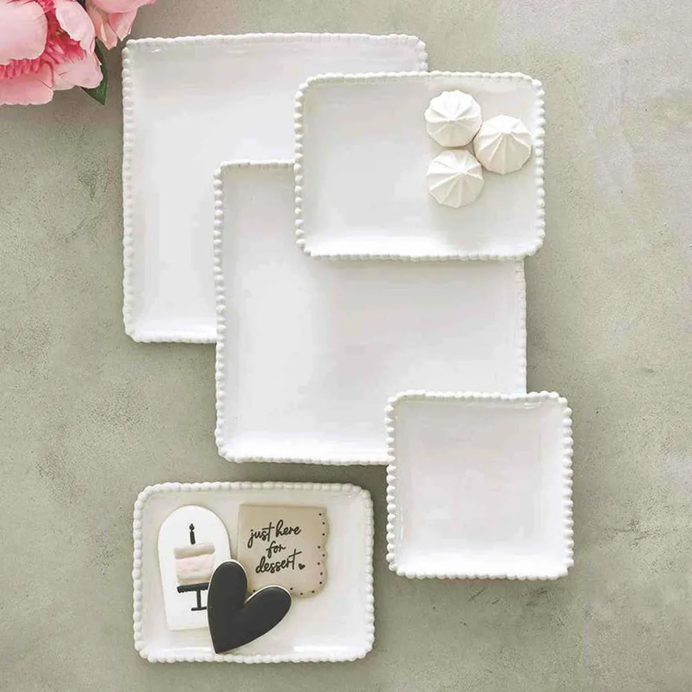 Ceramic Beaded Square Platter Santa Barbara Design Studio by Creative Brands
