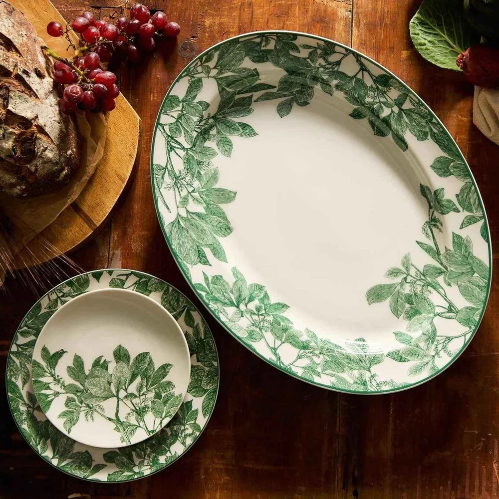 Plato grande con borde ovalado Arbor Green Caskata