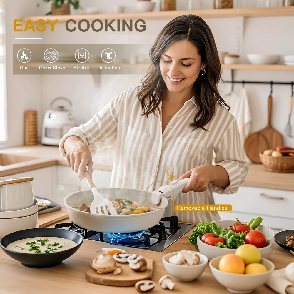 20 Piece Ceramic Pots and Pans Set Non Stick, Cookware Astercook