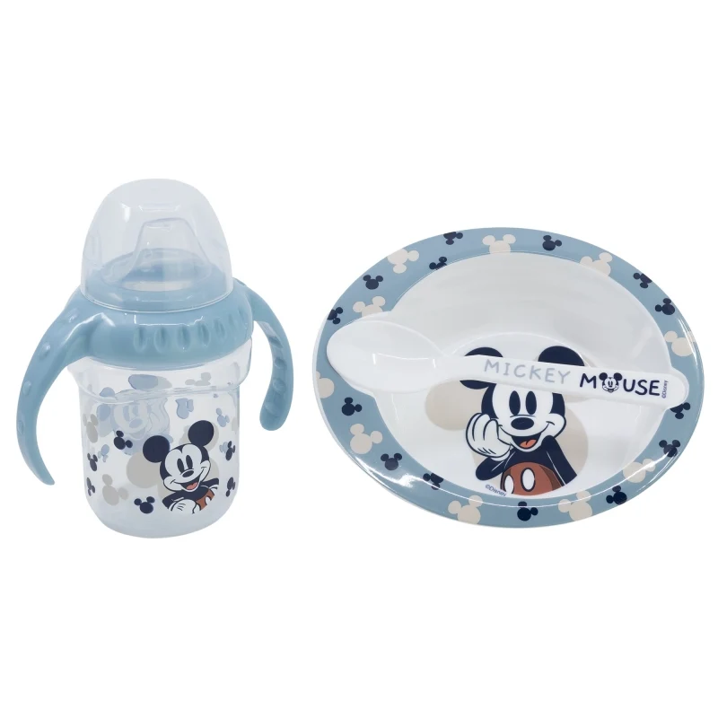 SET 3PCS (VASO ENTRENAMIENTO 250 ML, PLATO Y CUCHARA) MICKEY MOUSE FULL SMILES Stor