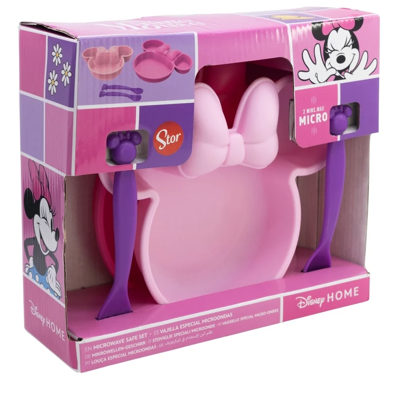 SET 4 PCS VAJILLA PP FORMA (PLATO, CUENTCO Y CUBIERTOS) EN CAJA MINNIE MOUSE SUNSHINE Stor