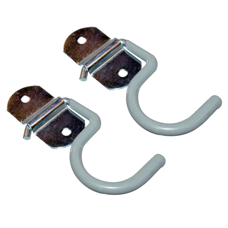 Percha Crawford de 2,5" de largo con mango pequeño de acero gris recubierto de vinilo, capacidad de 5 lb, paquete de 2 - O...