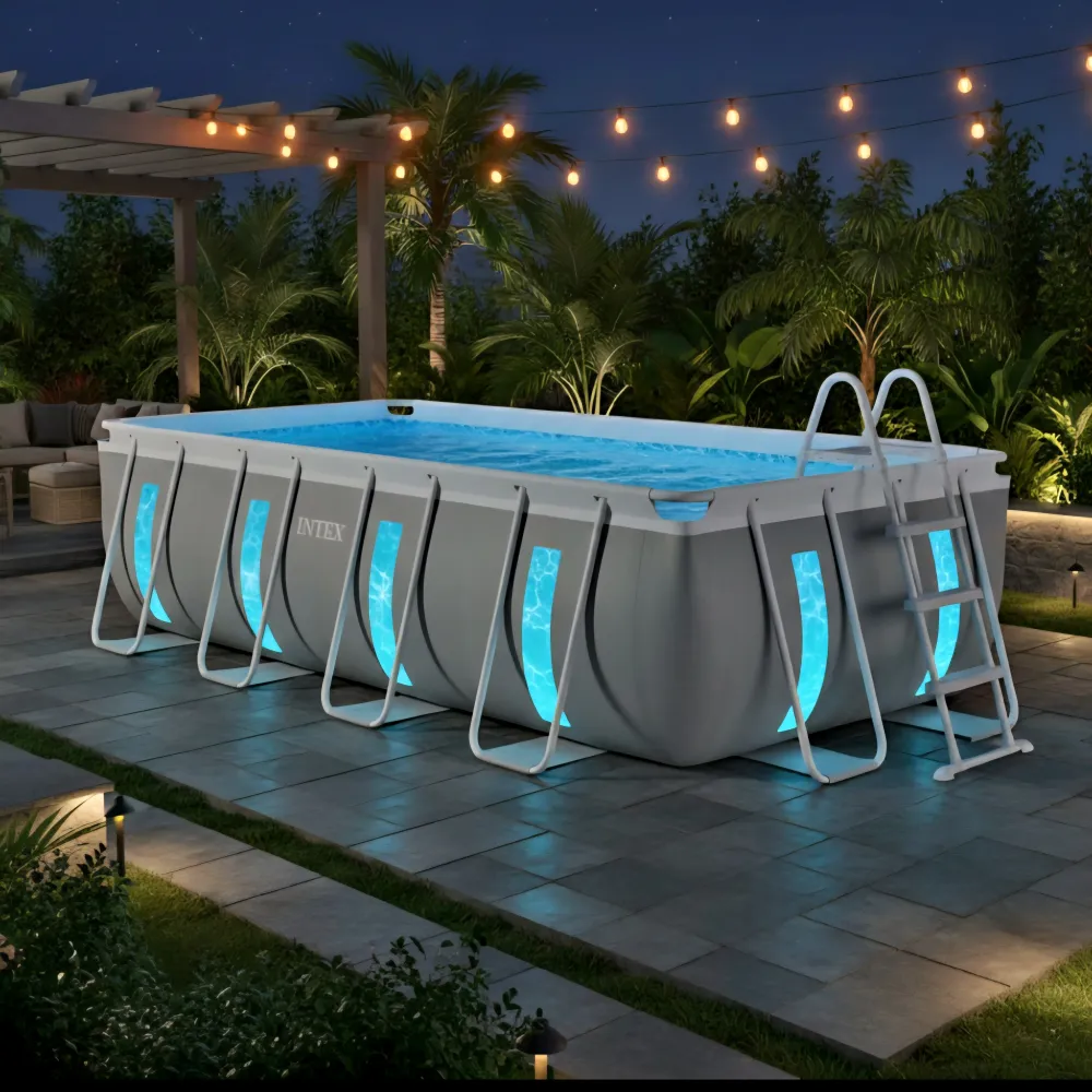Intex 13' 1.5" x 6' 6.75" x 48" Marco Prismático Clearview Rectangular con Bomba de Filtro de Cartucho de 530 GPH