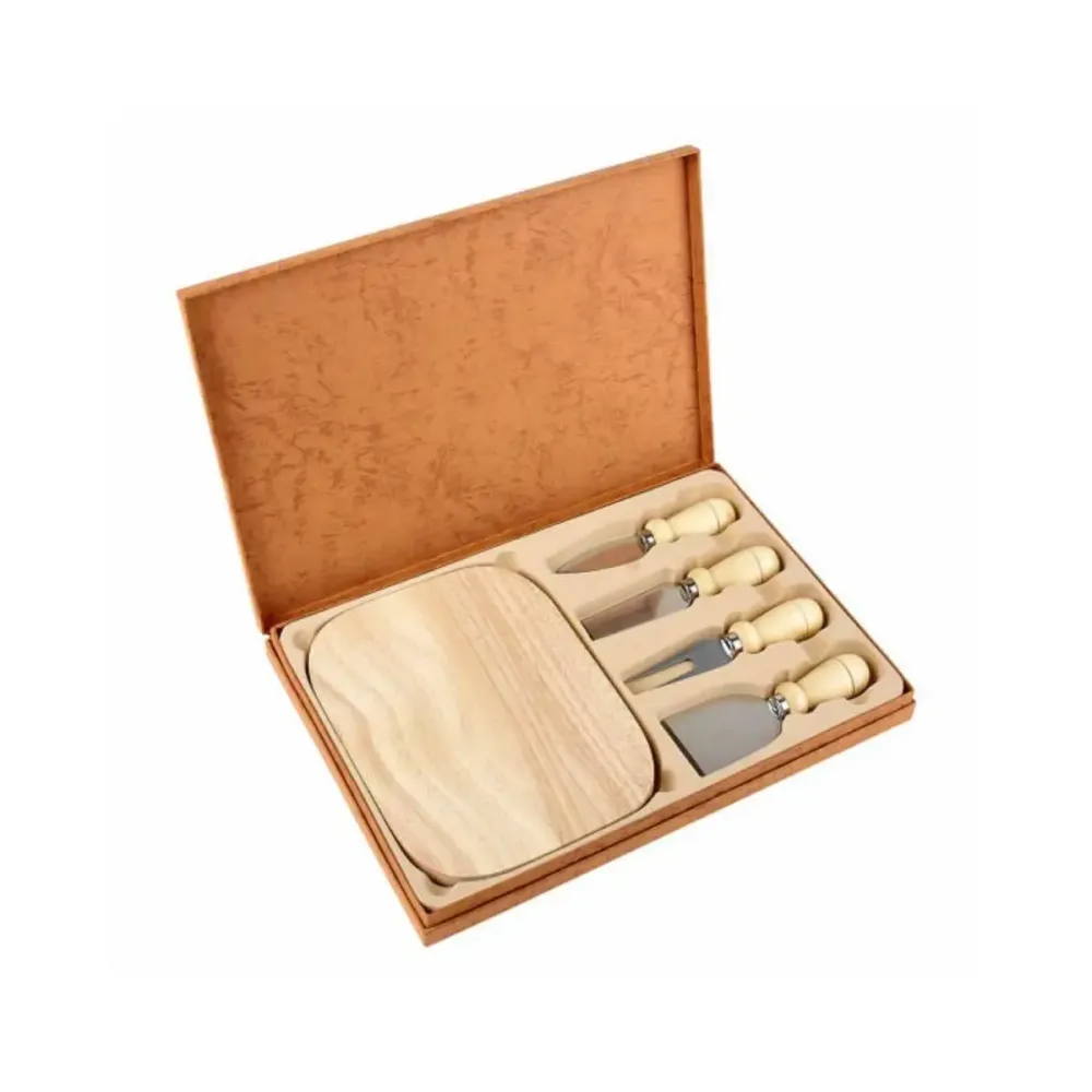 Set Tabla Cuchillo Tenedor Asturias Promoopcion Queso Madera