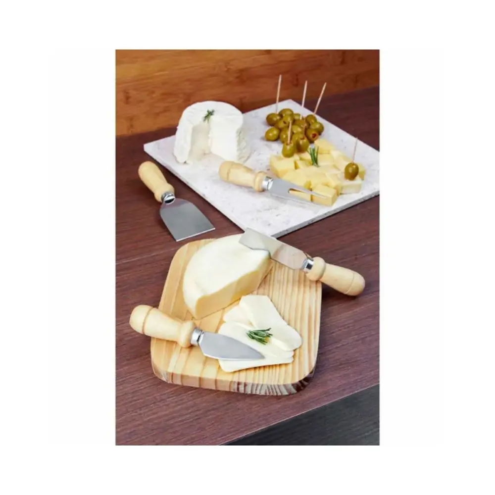 Set Tabla Cuchillo Tenedor Asturias Promoopcion Queso Madera