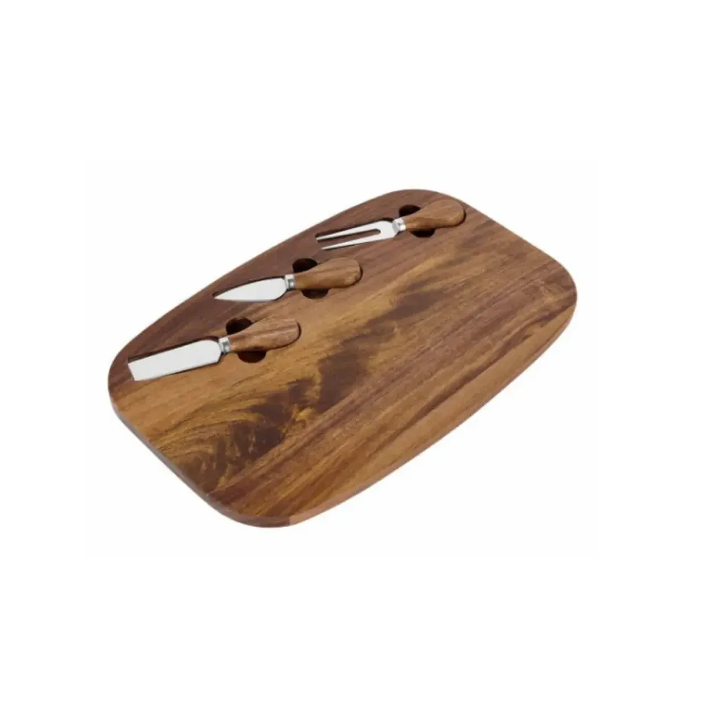 Set Tabla Cuchillo Tenedor Lesoto Promoopcion Queso Madera