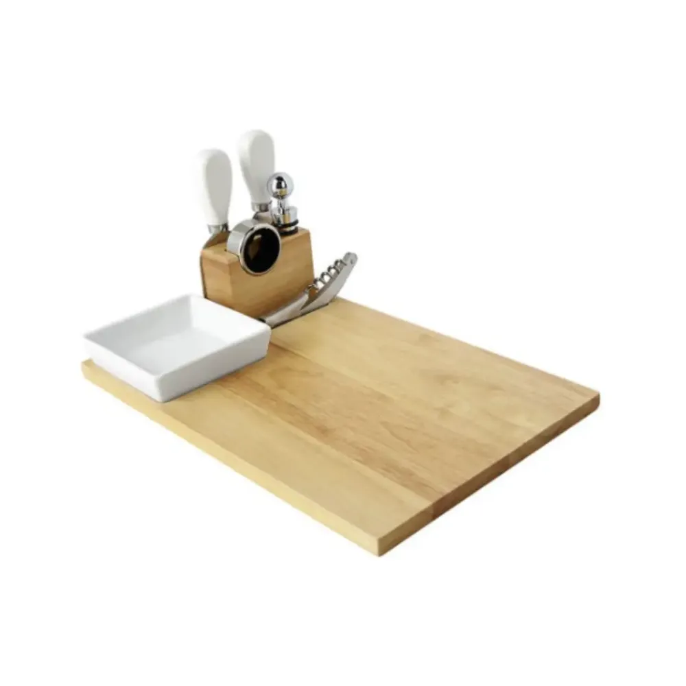 Set Tabla Cuchillos Promoopcion Quesos Vinos Madera Cocina