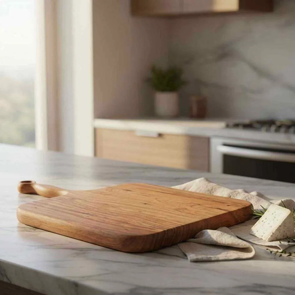 Tabla de cortar y queso de madera de acacia con mango Creative Co-op
