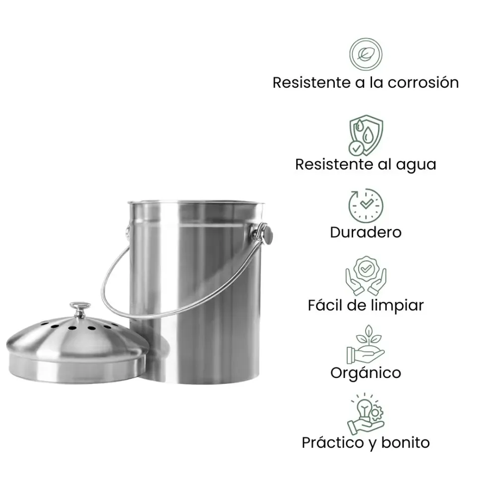 Fair Tacho de Compostaje Metálico 1,3 Galones Fair Zero Waste
