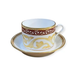 Set 6 tazze giallo-bordeaux e oro zecchino Richard Ginori