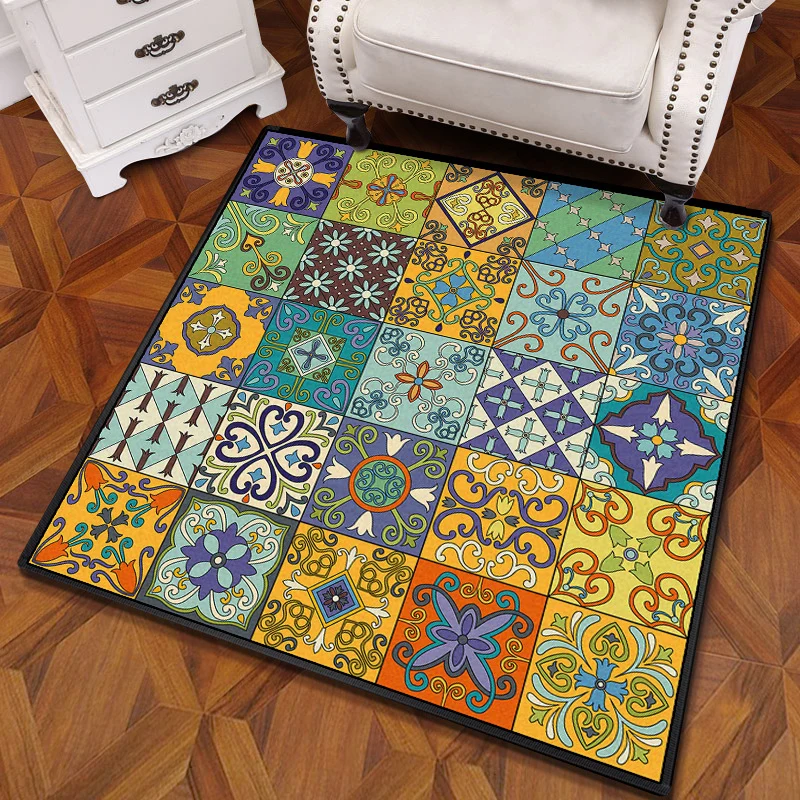 Ecológico y Biodegradable Tappeto Mandala multicolore Tappeto turco polipropilene Fondo antiscivolo Tappeto lavabile lavat...