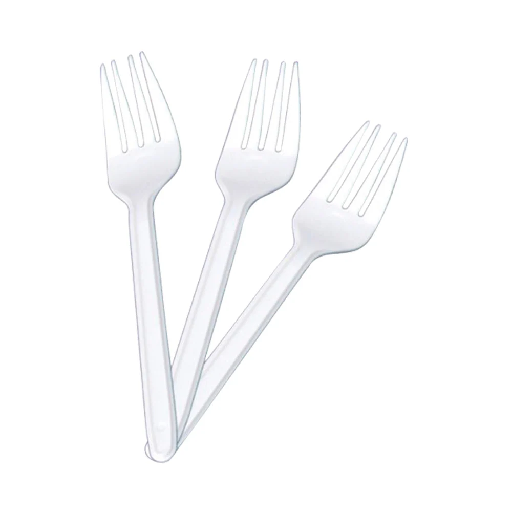 Tenedor blanco de plástico N° 10 x 50 unidades S/M Generico