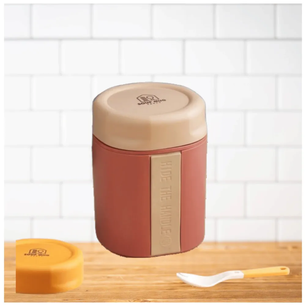 Termo Táper Térmico 500 Ml Estilo Vaso Con Tenedor Oficina Y Escolar Pink
